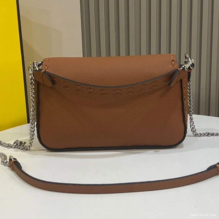 Cheap Baguette Brown Fendi Selleria Leather Mini Cuoio In Bag Romano 0813